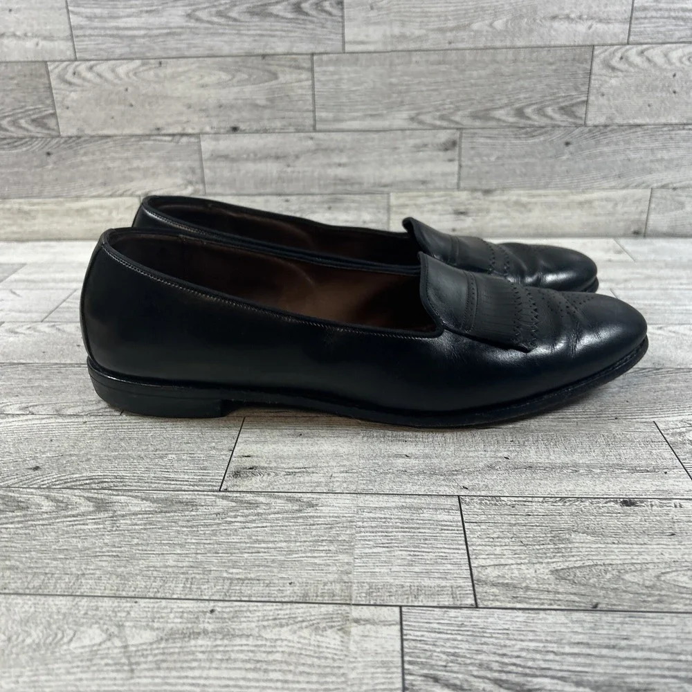 Allen Edmonds Chadwick Women Black Leather Pleated Skirt Loafer Flats Shoe SZ 9B